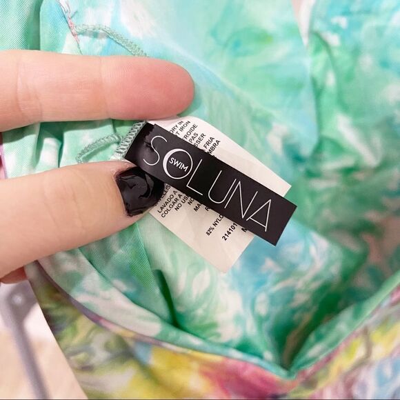 Soluna Tie Dye Swimsuit One Piece Reversible Low Back Padded Medium - Picture 6 of 7